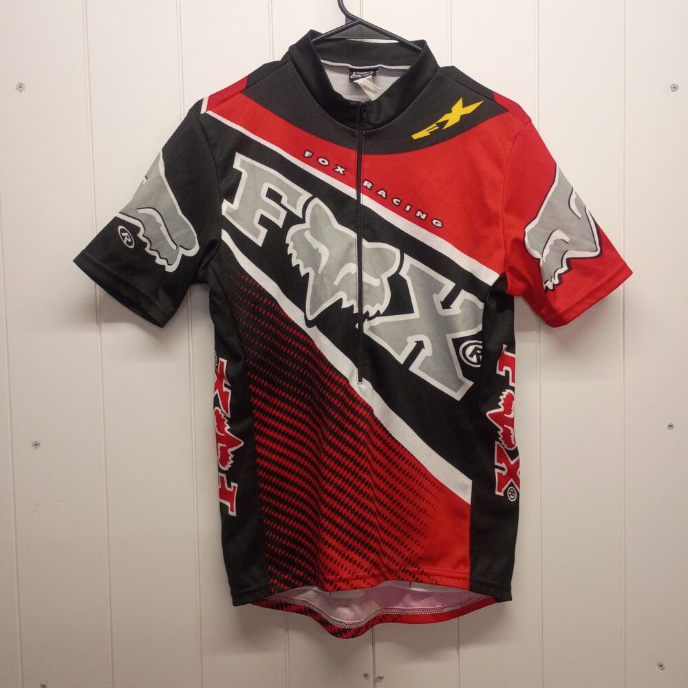 Vintage Fox Racing Cycling Jersey Mens Medium Short Sleeve Half Zip Graphic Red